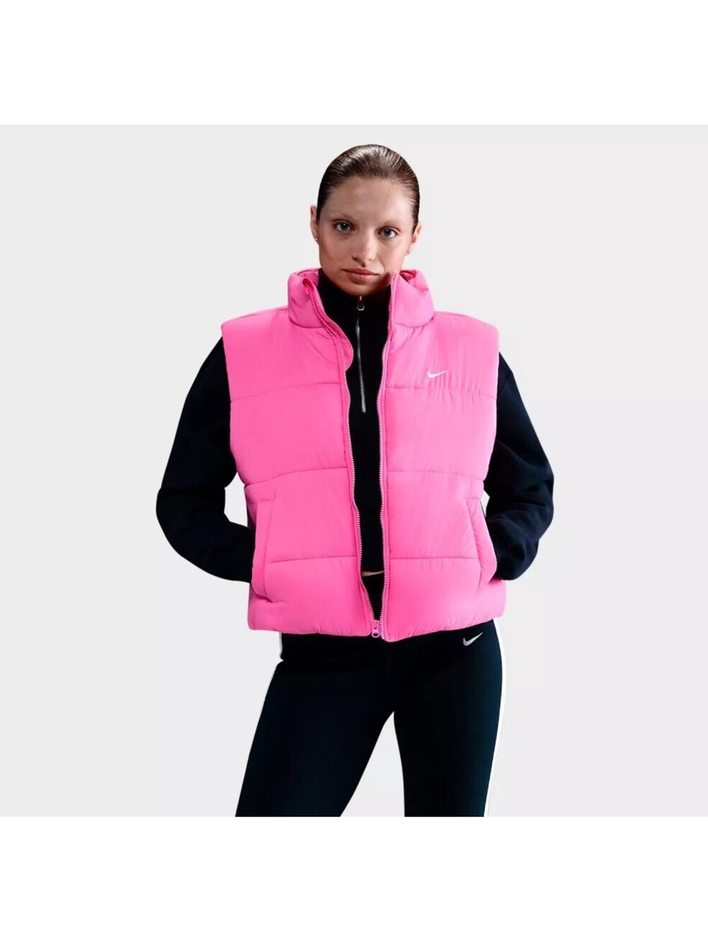 Nike Sportswear Zip Up Puffer Vest Women's Size L Pink Therma-FIT Insulated NWT